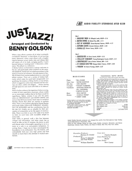 Benny Golson - Just Jazz! (Vinyle)