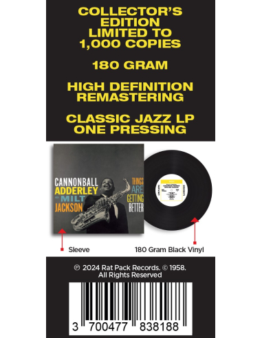 Cannonball Adderley With Milt Jackson - Things Are Getting Better (Vinyle)