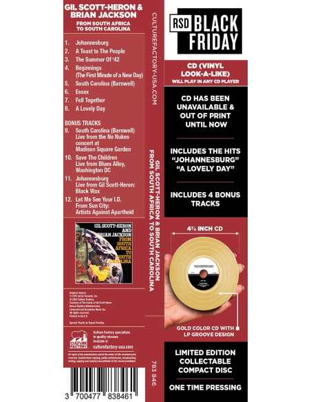 Gil Scott-Heron & Brian Jackson - From South Africa to South Carolina - RSD BF 2024  (CD)