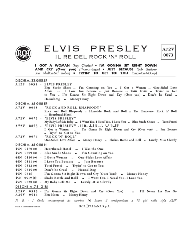 Elvis Presley - Il Re Del Rock'n'Roll - Vinyle Blanc (Italie) (Vinyle 7'')