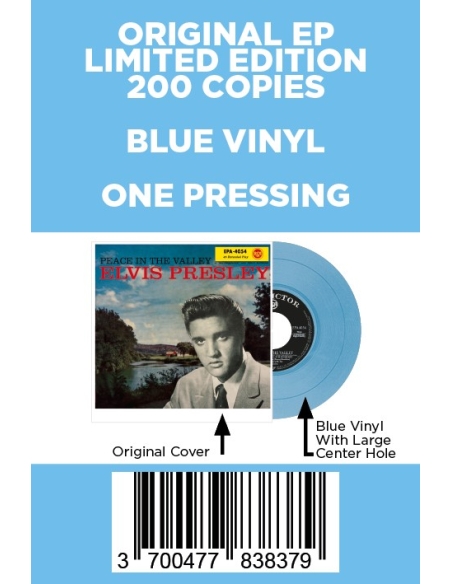 Elvis Presley - Peace In The Valley - Vinyle Bleu (USA) (Vinyle 7'')