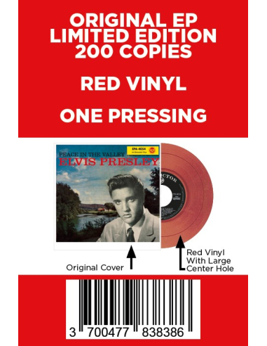 Elvis Presley - Peace In The Valley - Vinyle Rouge (USA) (Vinyle 7'')