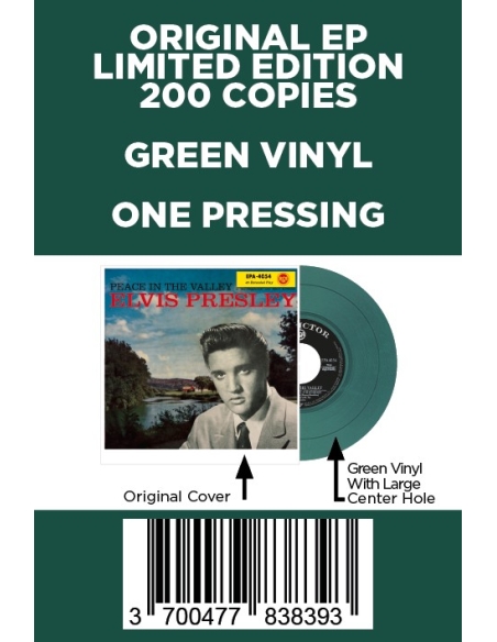 Elvis Presley - Peace In The Valley - Vinyle Vert (USA) (Vinyle 7'')