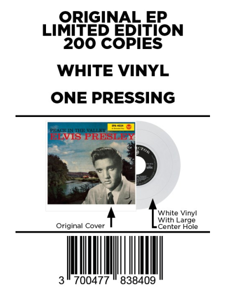 Elvis Presley - Peace In The Valley - Vinyle Blanc (USA) (Vinyle 7'')