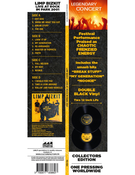 Limp Bizkit - Live at Rock Im Park 2001 - BLACK Edition (Vinyle)