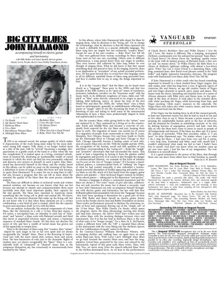 John Hammond - Big City Blues (Vinyle)