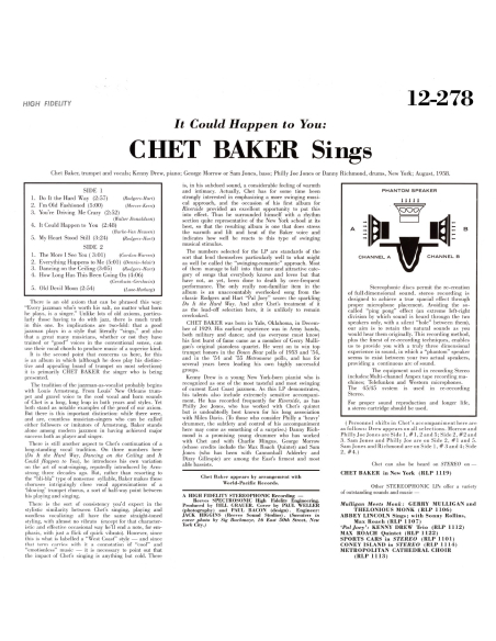 Chet Baker - It Could Happen To You (Vinyle)