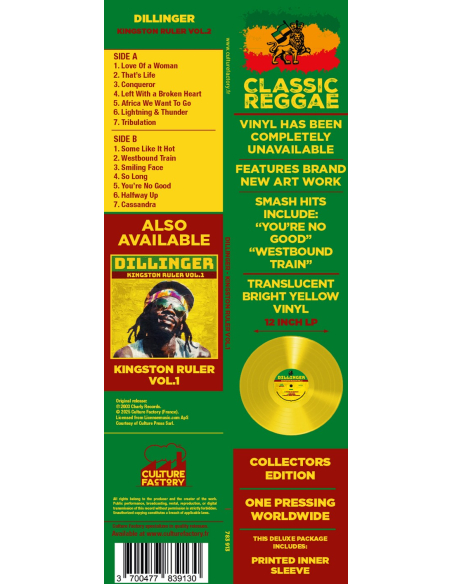 Dillinger - Kingston Ruler Vol.2 (Vinyle)