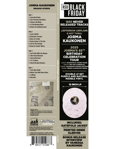 Jorma Kaukonen - Wabash Avenue - RSD BF 2025 (Vinyle)