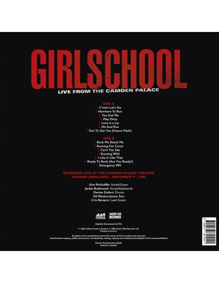Girlschool - Live From The Camden Palace - RSD 2026 (Vinyle)