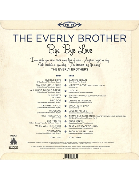 The Everly Brothers - Bye Bye Love - RSD 2026 (Vinyle)