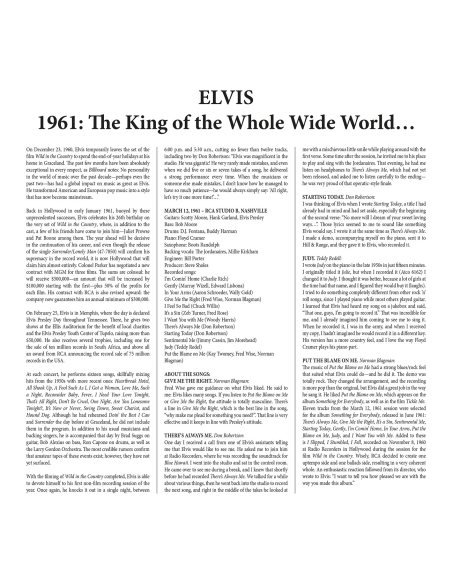 Elvis Presley - 1961: The King of Whole Wild World - RSD 2026 (Vinyle)