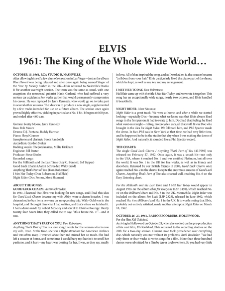 Elvis Presley - 1961: The King of Whole Wild World - RSD 2026 (Vinyle)