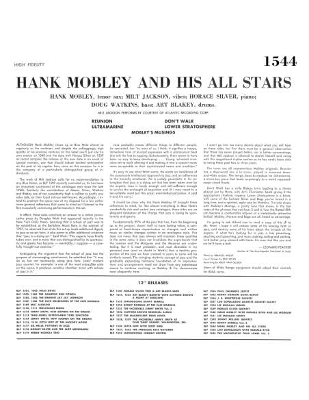 Hank Mobley - And His All Stars (Vinyle)
