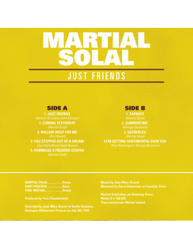 Martial Solal - Just Friends (Vinyle)