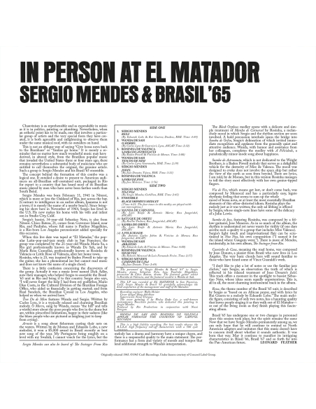 Sergio Mendes - In Person At El Matador (Vinyle)