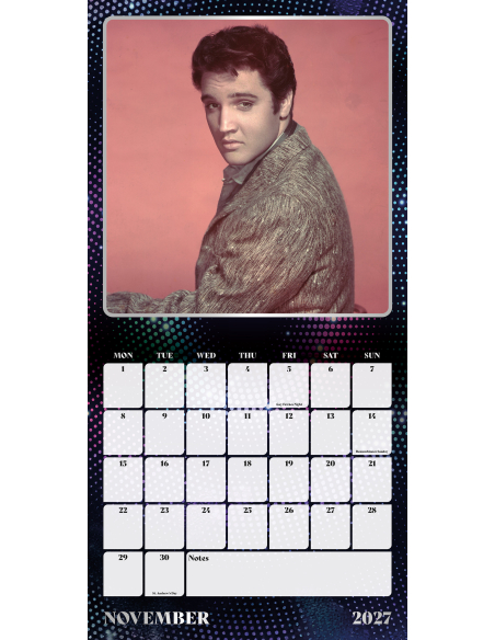 Elvis Presley - Calendrier Square 2027