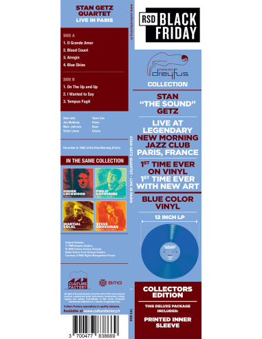 Stan Getz Quartet - Live in Paris '82 - BF 2026 (Vinyle)
