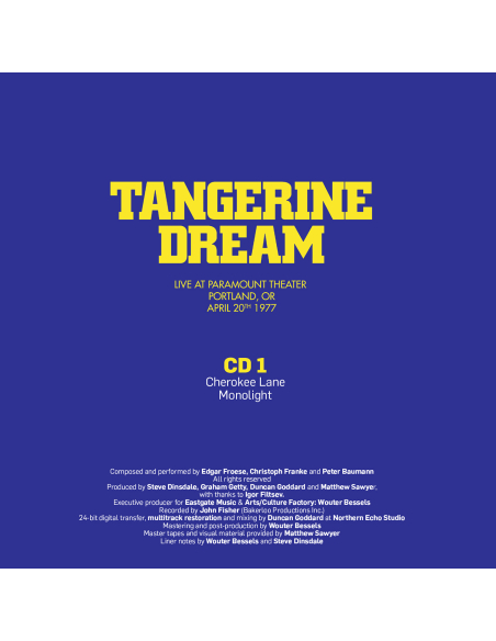 Tangerine Dream - Portland Concert - April 20th, 1977 - BF 2026 (CD)