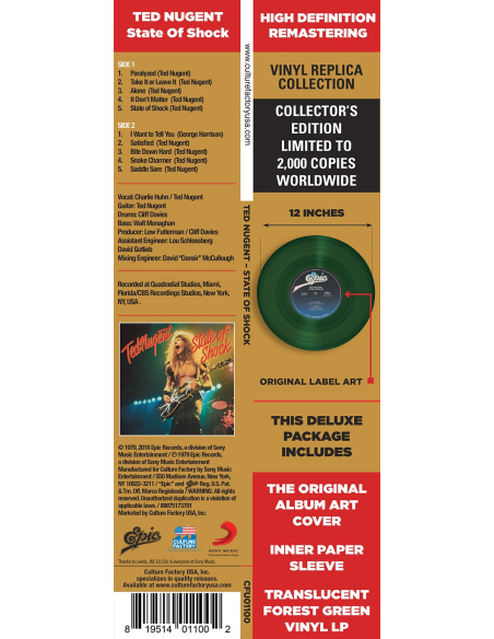 Ted Nugent - 33 Tours - State Of Shock (Vinyle Vert)   