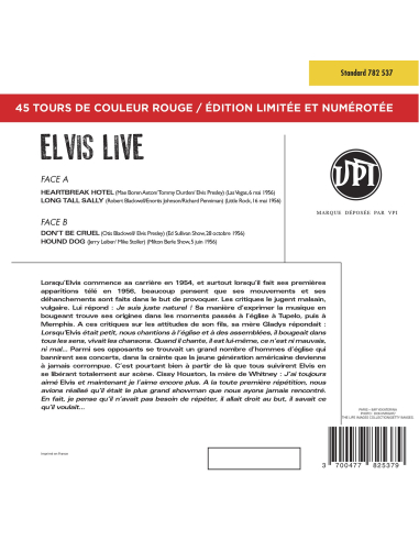 Elvis Presley - 45 Tours - The Signature Collection N°04 - Live (Vinyle Rouge)
