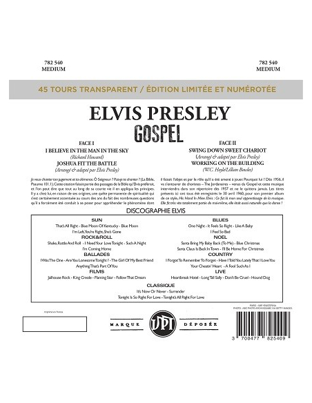 Presley, Elvis - 45 Tours - The Signature Collection N°07 - Gospel (Vinyle Transparent)