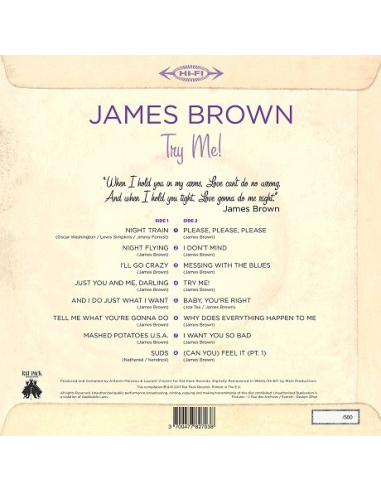 James Brown -      33 Tours - Try Me! (Vinyle Pourpre) + CD - RSD 2017