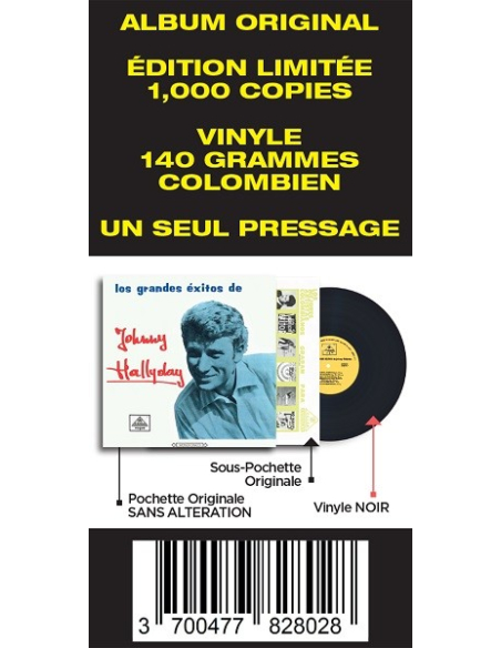 Johnny Hallyday - 33 tours - Vogue Made In Colombie - Los Grandes Exitos (Vinyle Noir)