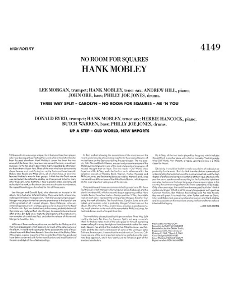Hank Mobley - 33 Tours - No Room For Squares (Vinyle Noir)