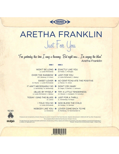 Aretha Franklin - 33 Tours - Just For You (Basic) (Vinyle Noir)