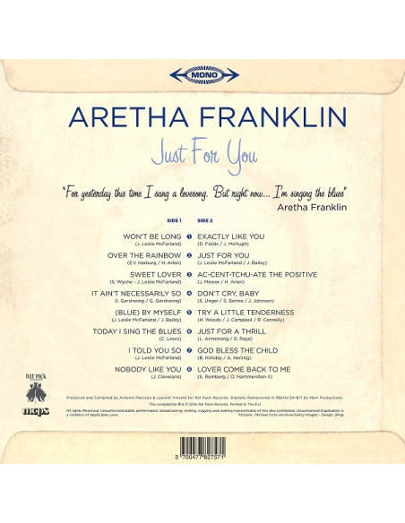 Aretha Franklin - 33 Tours - Just For You (Basic) (Vinyle Noir)