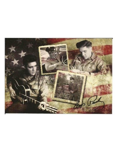 Elvis Carte Postale Flag Army