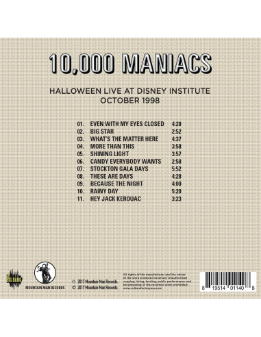 CD - 10,000 Maniacs - Halloween Live At Disney Institute