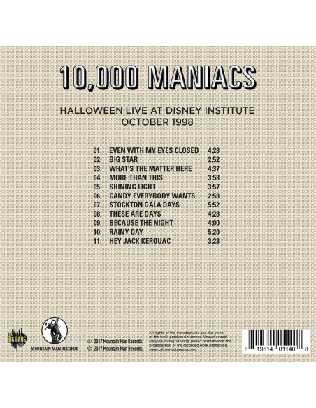 CD - 10,000 Maniacs - Halloween Live At Disney Institute