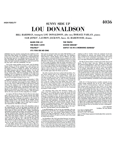 Lou Donaldson - Sunny Side Up - 33 Tours (Vinyle Noir)