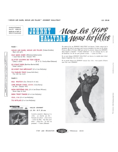 Johnny Hallyday - LP N°04 - Nous Les Gars, Nous Les Filles ( CD Vinyl Replica)