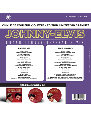 Johnny Hallyday & Elvis Presley -      33 Tours - Quand Johnny Reprend Elvis (Vinyle Violet) - 3ème Édition - RSD 2018