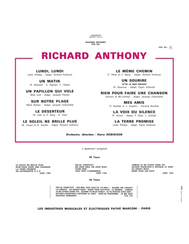 CD - Richard Anthony - La Terre Promise