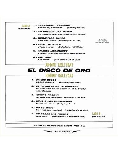 CD - Johnny Hallyday - Made In Mexique - El Disco De Oro