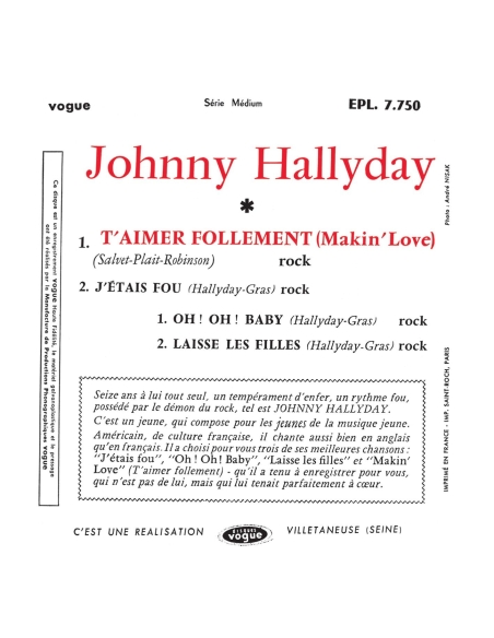 Johnny Hallyday - EP N°01 T’aimer Follement (CD Mini LP)