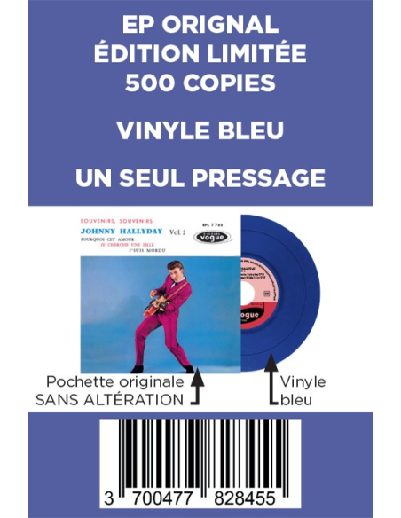Johnny Hallyday - Souvenirs, Souvenirs (Vinyle BLEU)