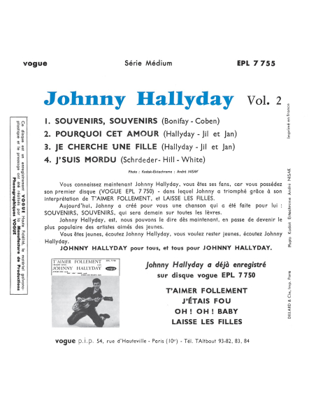 Johnny Hallyday - Souvenirs, Souvenirs (Vinyle BLEU)