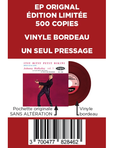 Johnny Hallyday - EP N°03 - Itsy Bitsy Petit Bikini (Vinyle 7'')