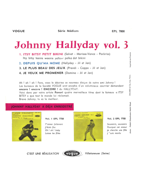 Johnny Hallyday - EP N°03 - Itsy Bitsy Petit Bikini 