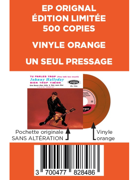 Johnny Hallyday - EP N°05 - Tu Parles Trop (Vinyle 7'')