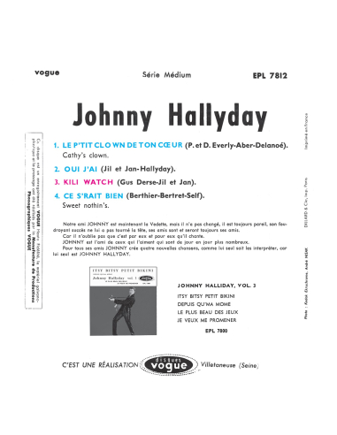 Johnny Hallyday - EP N°04 - Le P'tit Clown De Ton Coeur