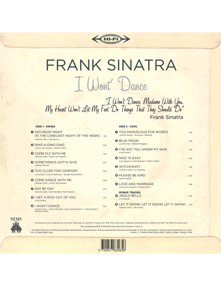 Frank Sinatra - I Won't Dance - RSD 2019 (Vinyle)