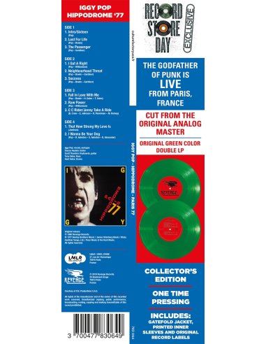 Iggy Pop - Hippodrome '77 - RSD 2019 (Vinyle)