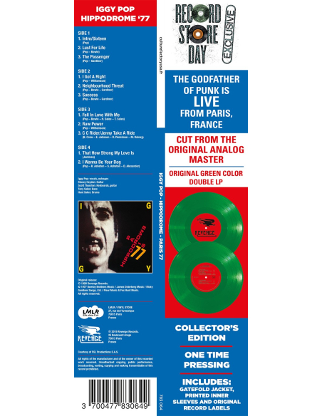 Iggy Pop - Hippodrome '77 - RSD 2019 (Vinyle)