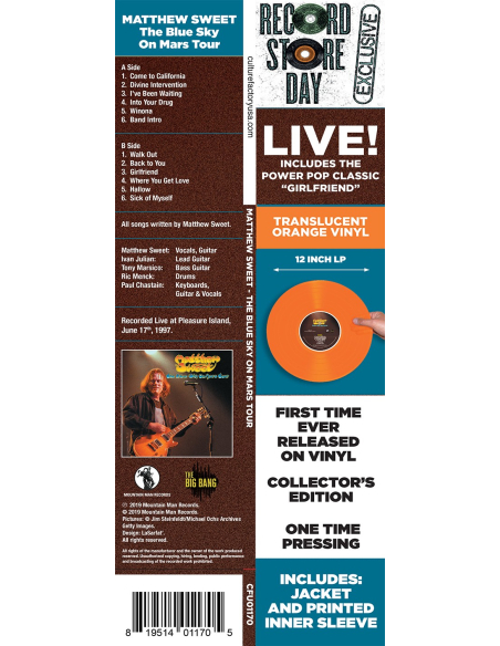 Matthew Sweet - The Blue Sky On Mars Tour - RSD 2019 (Vinyle)